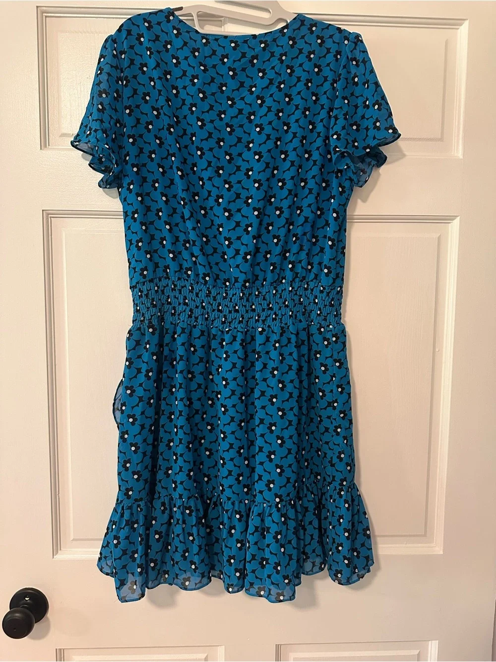 Michael Kors Blue Floral V-Neck Mini Dress